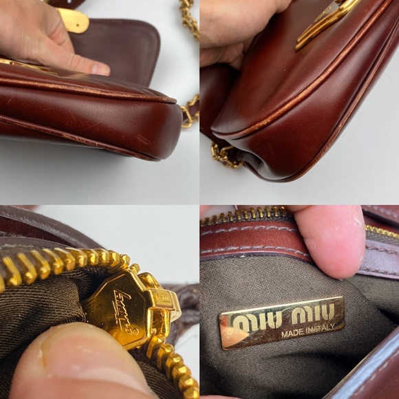 Miu Miu Y2K Burgundy Spike Studded Mini Bag - Picture 8 of 8